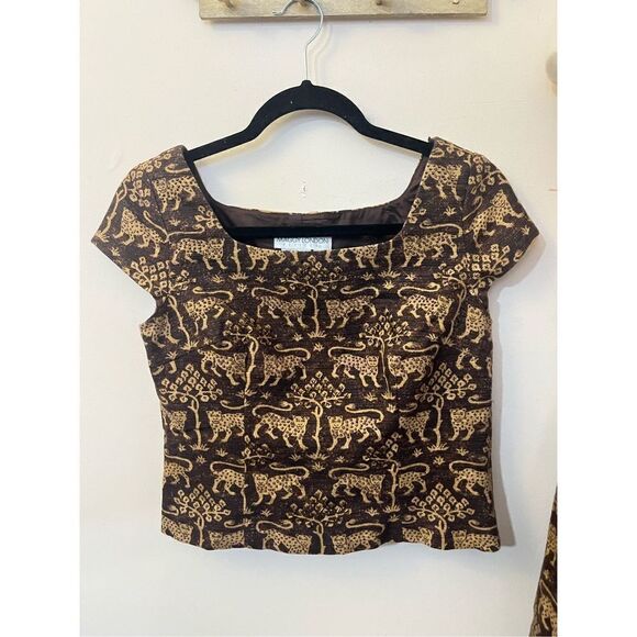 Maggy London Y2K  Jacquard Leopard Print skirt Set 4 - Picture 2 of 6